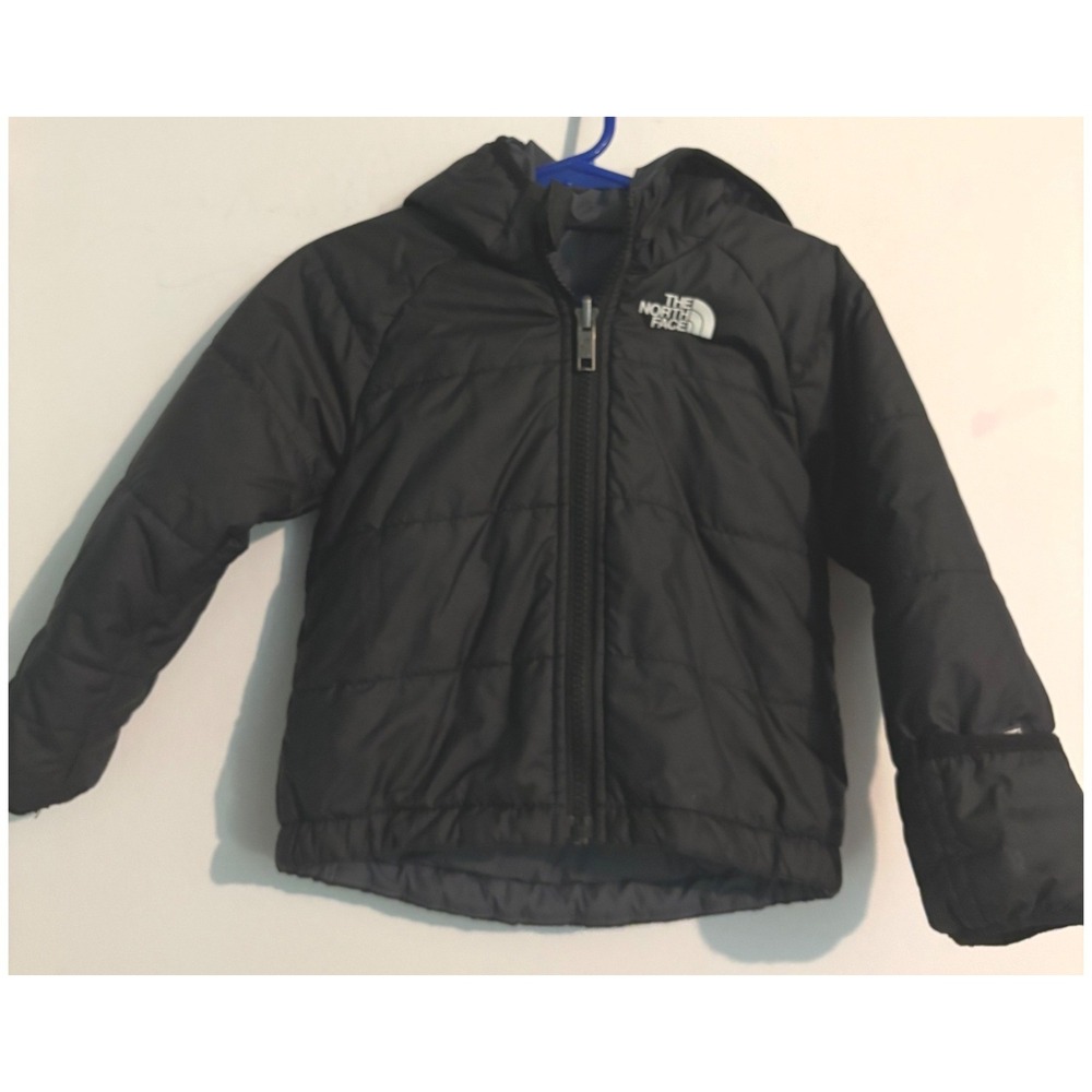 The North Face 12-18M Reversible Black Gray Hooded Full Zip Perrito Jacket